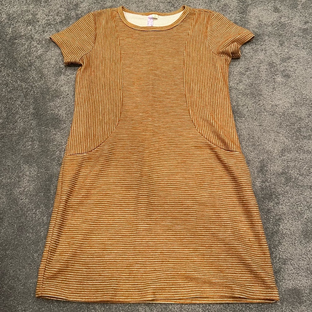 Gold stripe knit sweater with pockets Francesca’s